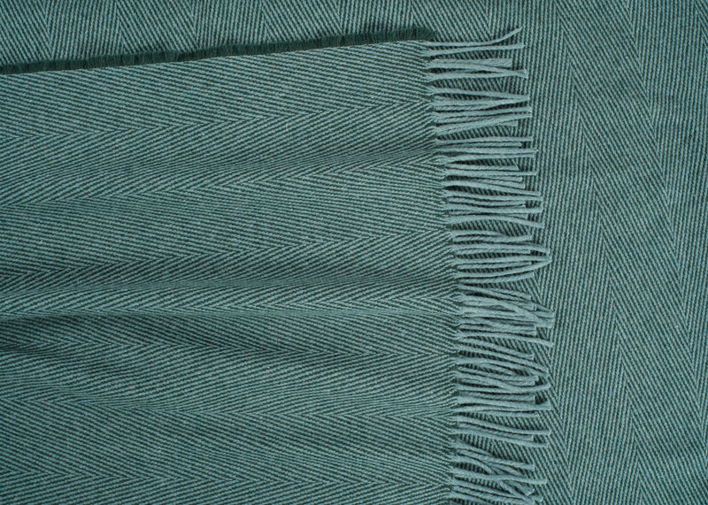 Herringbone Wool & Cashmere Throw Green