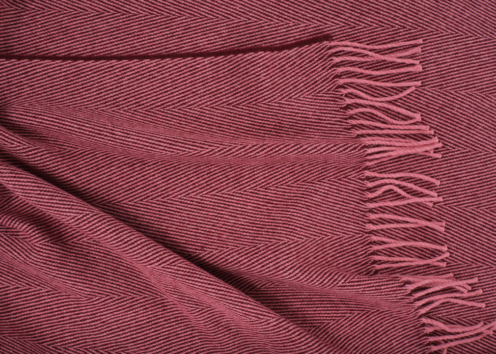 Herringbone Wool & Cashmere Throw Pink