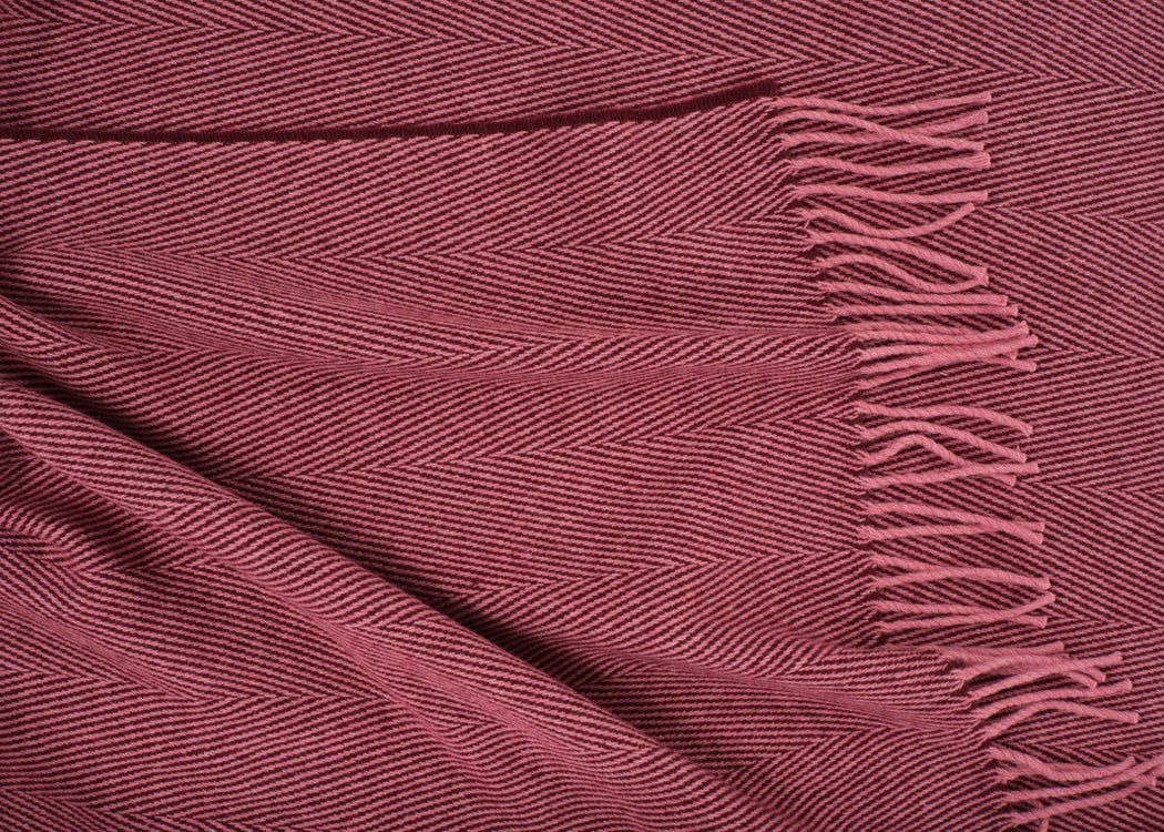 Herringbone Wool & Cashmere Throw Pink