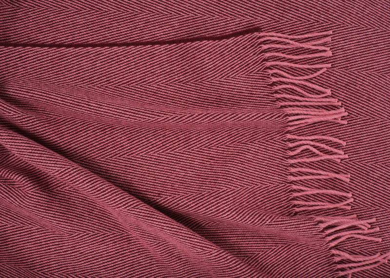 Herringbone Wool & Cashmere Throw Pink
