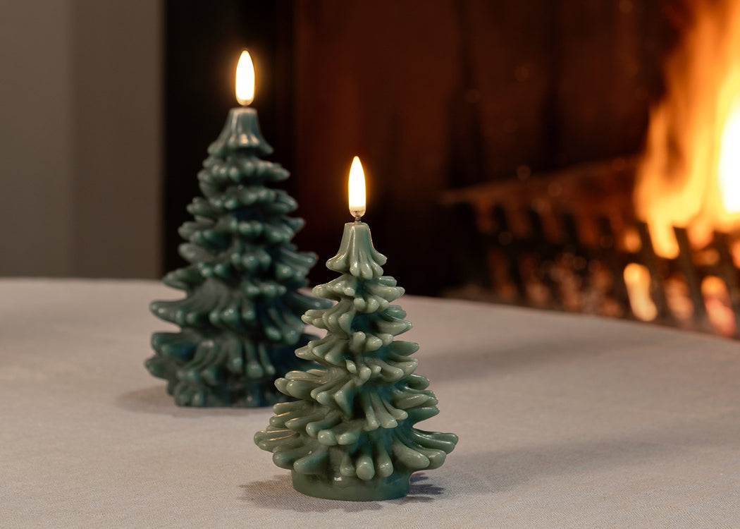 LED Christmas Tree Candle Tall Pine Green