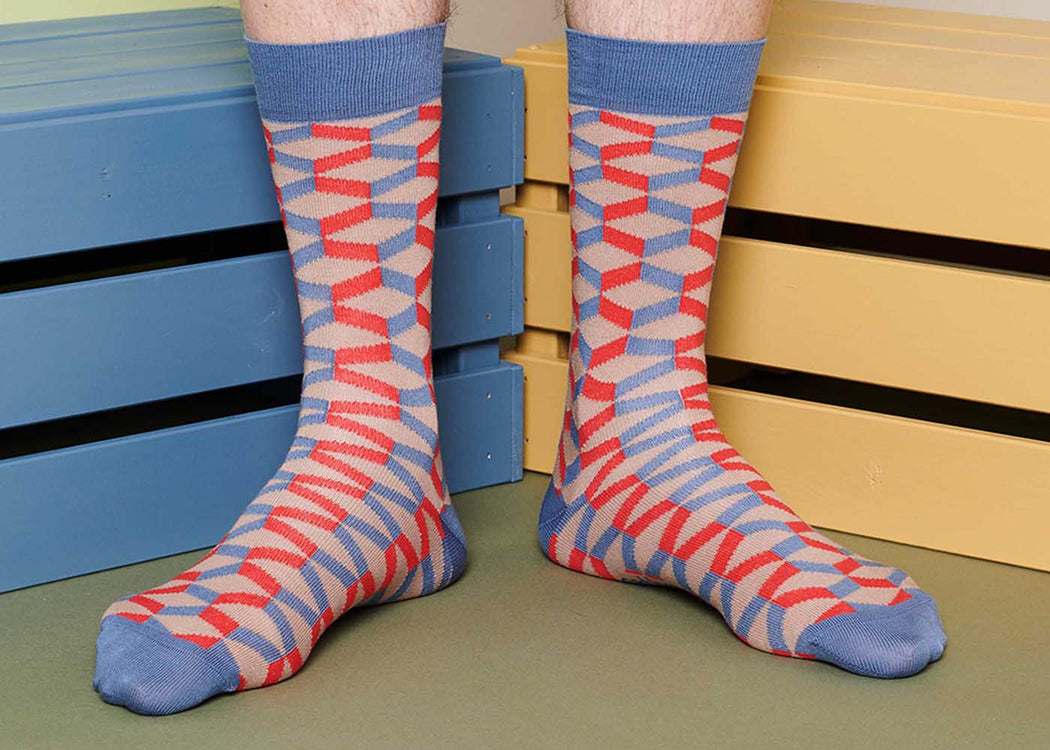Men's Organic Cotton Ankle Socks Cube Red