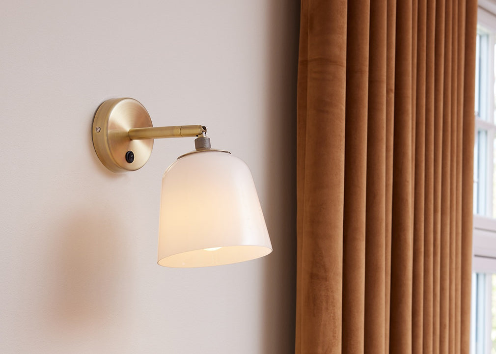 Room 49 Wall Light Opal Antique Brass