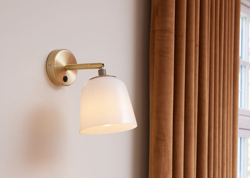 Room 49 Wall Light Opal Antique Brass