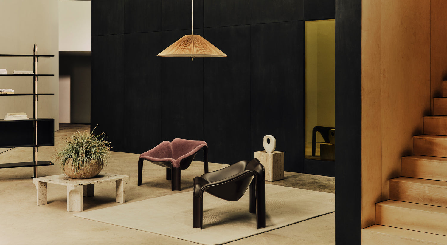 Gubi 1972 Pendant Light and F300 Lounge Chair
