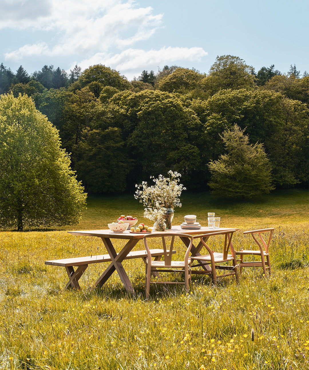 Bespoke Dining Table and Bench & CH24 chairs