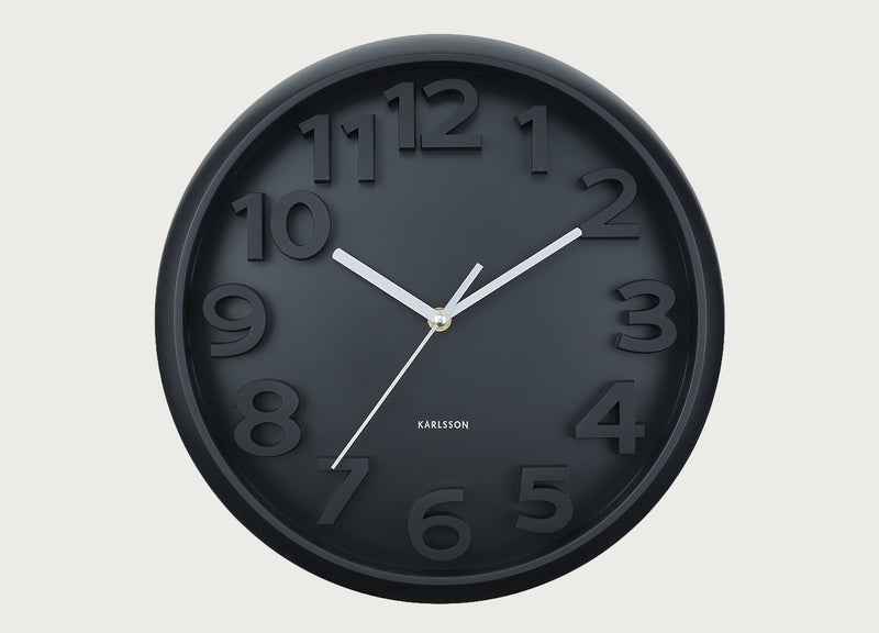 Elevated Classic Numbers Wall Clock Black