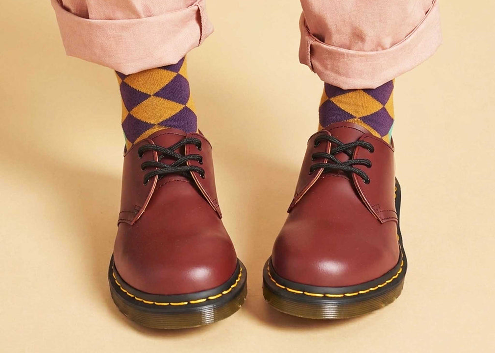 Womens Organic Cotton Socks Diamond Aubergine & Ginger (4-7)