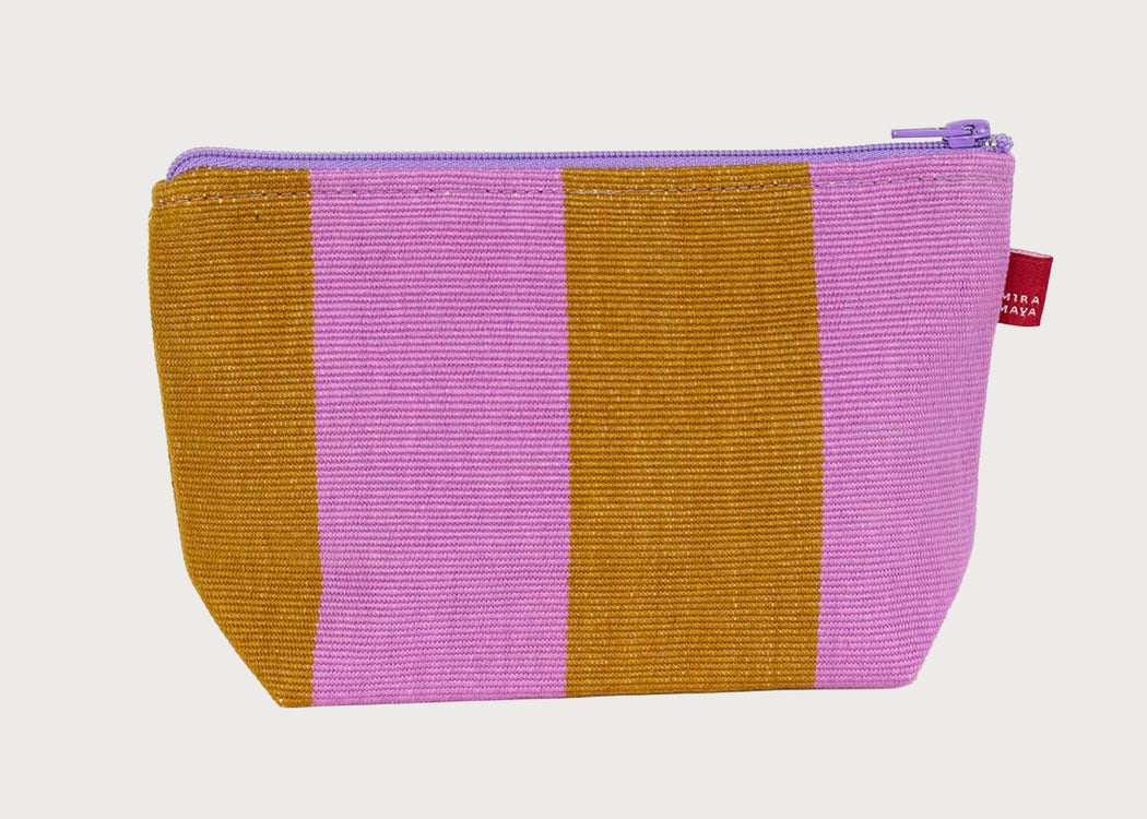 Stripe Toiletry Bag Cinamon & Pink