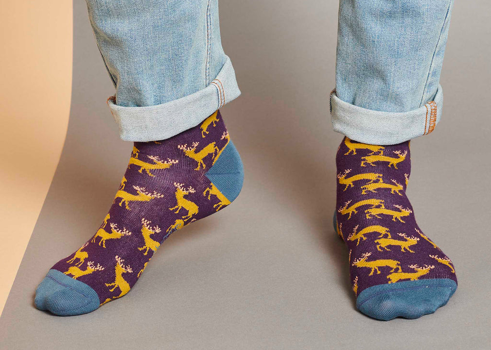 Mens Organic Cotton Socks Stag Aubergine