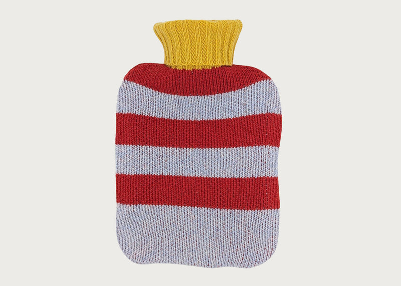 Lambswool Mini Hottie & Cover Stripe Light Blue & Red