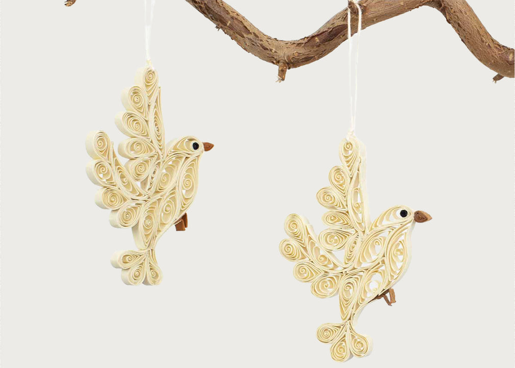 Quilled Dove Ornament Set of 2