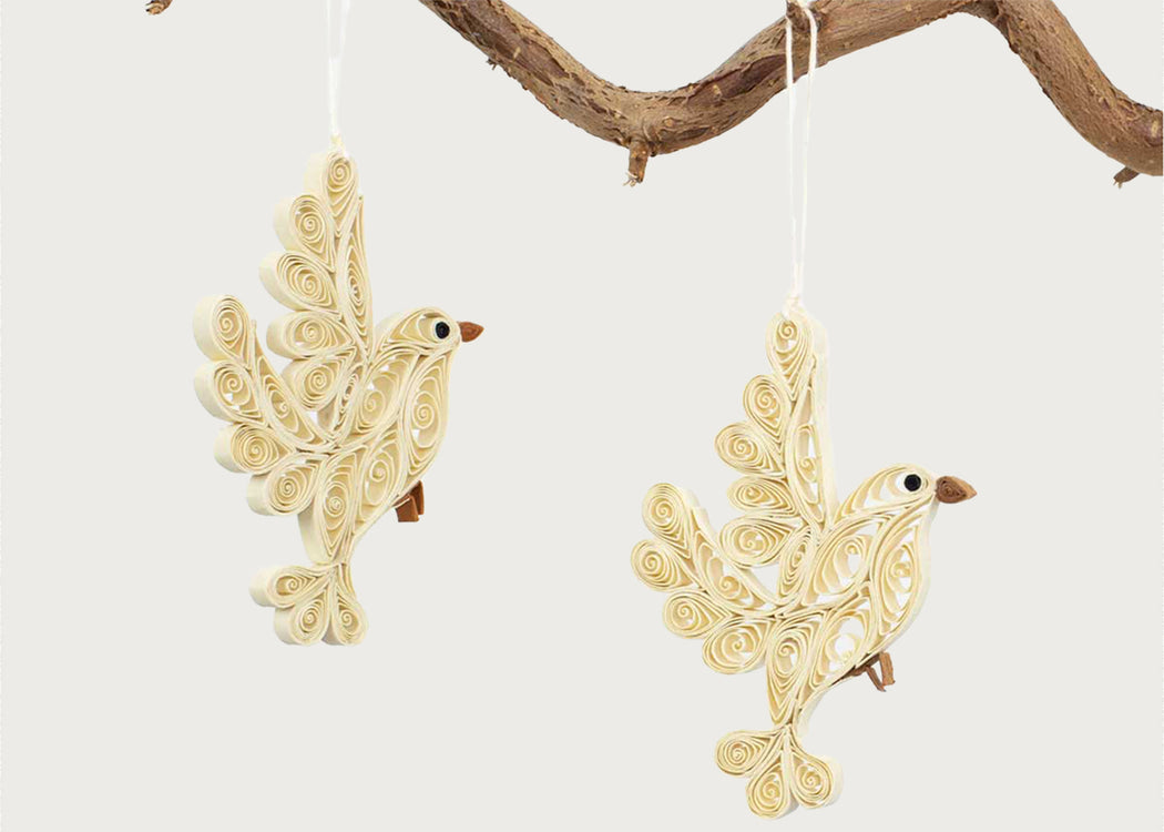 Quilled Dove Ornament Set of 2