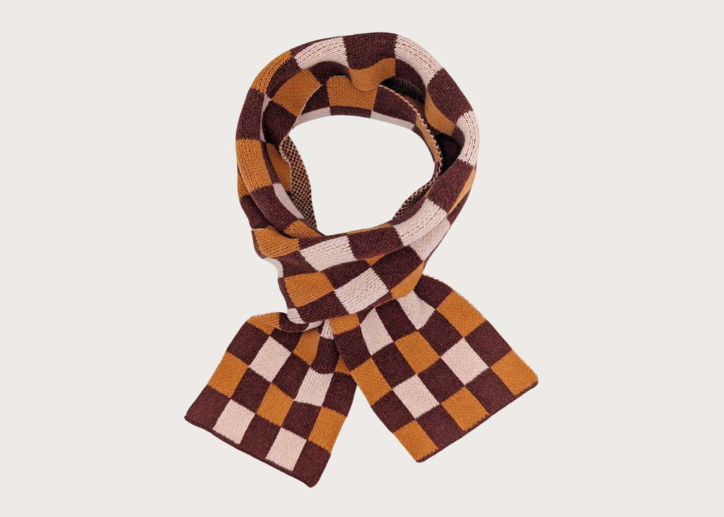 Lambswool Scarf Squares Dark Red & Rust