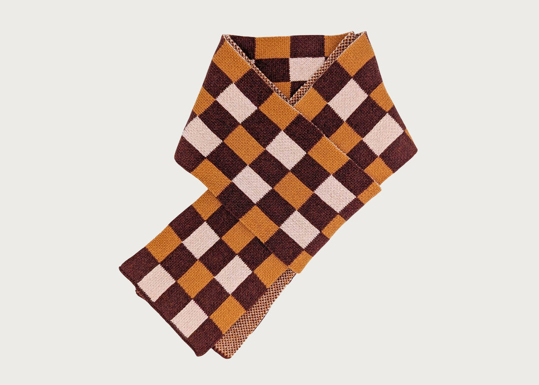 Lambswool Scarf Squares Dark Red & Rust