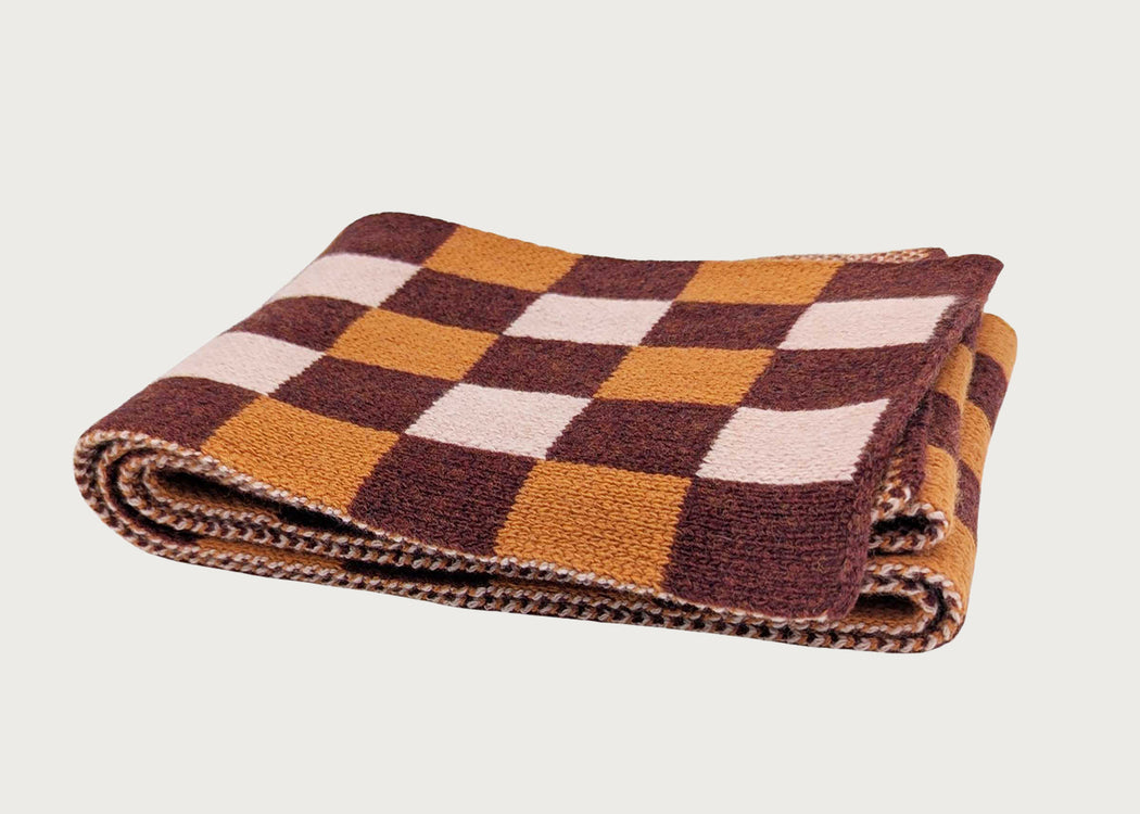 Lambswool Scarf Squares Dark Red & Rust