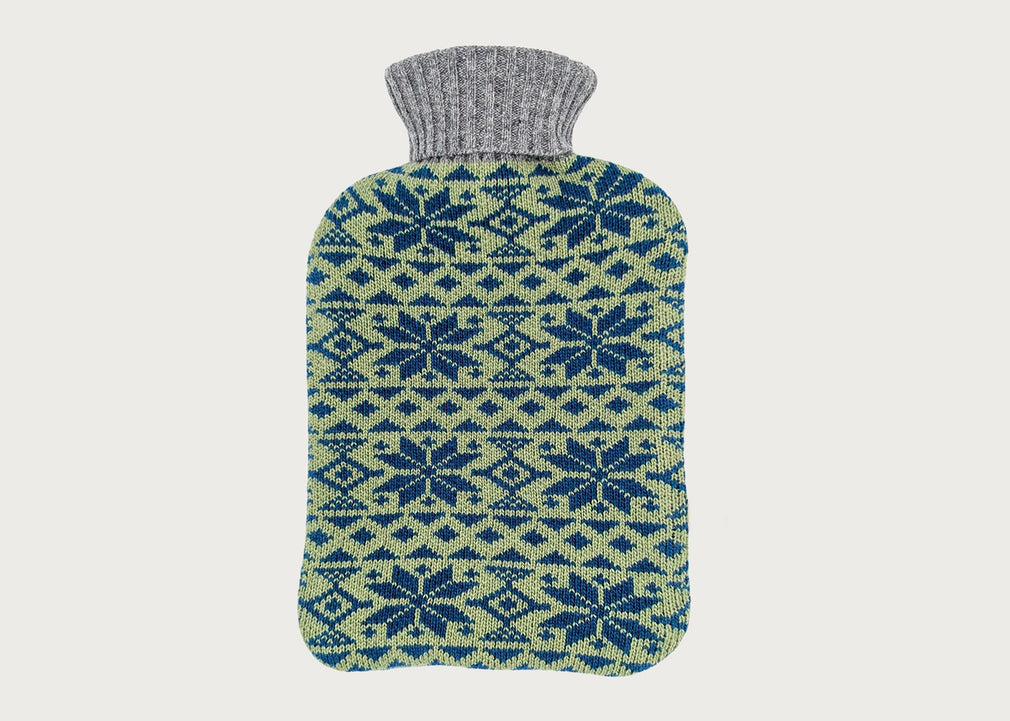 Lambswool Hottie Cover Fairisle Mint & Teal