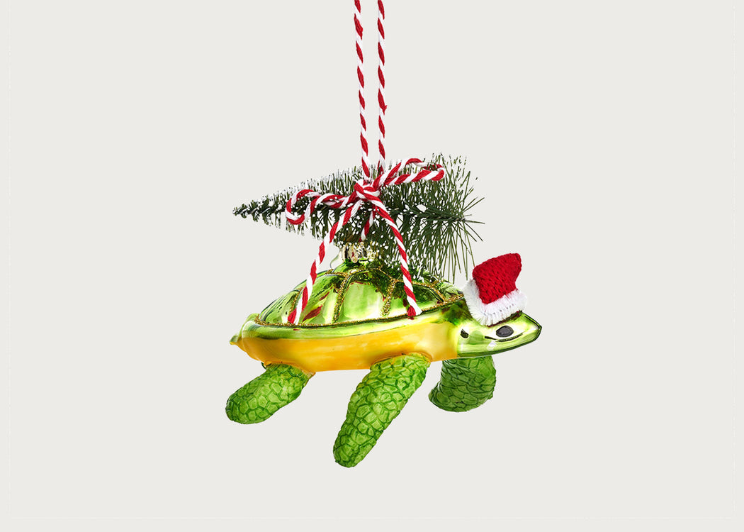 Turtle with Christmas Tree Shaped Bauble Decoration
