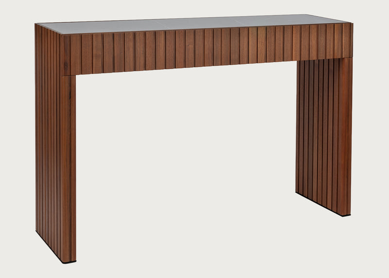 Riga Walnut Console Grey Ceramic