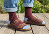 Lambswool Silk Socks Burgundy & Blue (4-7)