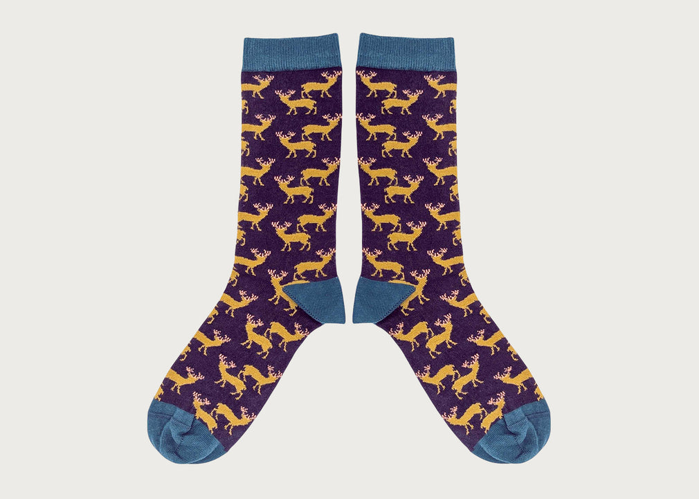 Mens Organic Cotton Socks Stag Aubergine