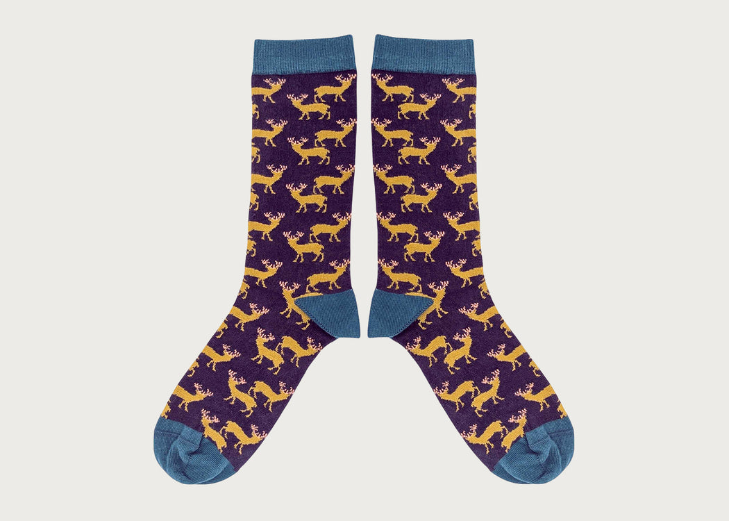 Mens Organic Cotton Socks Stag Aubergine