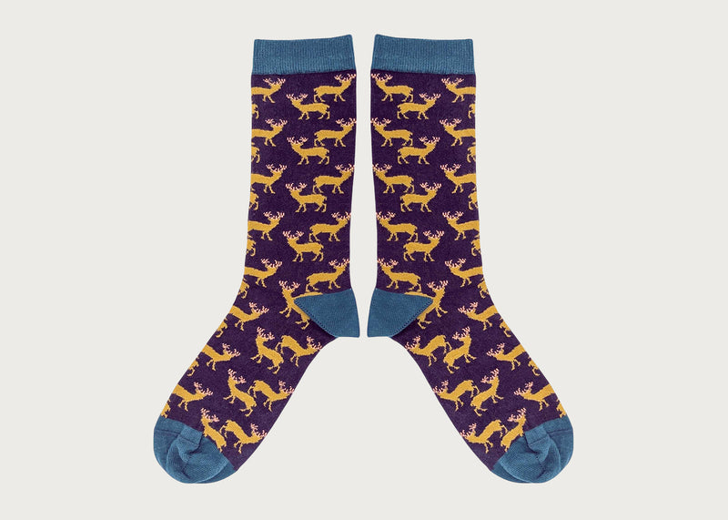 Mens Organic Cotton Socks Stag Aubergine