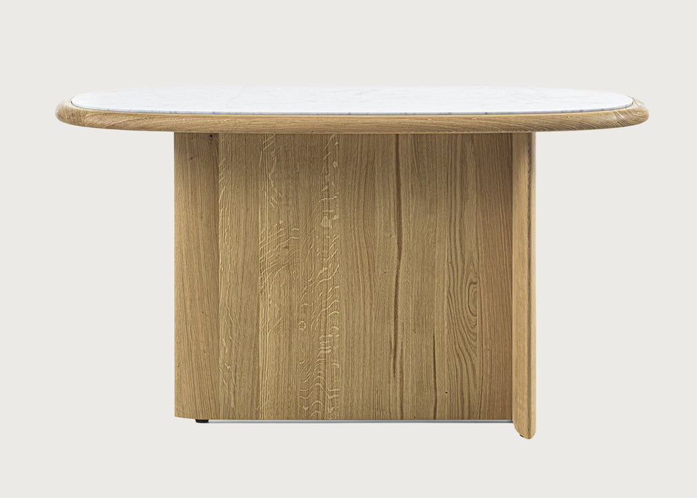 Suiseki Console Table Oak Carrara Marble