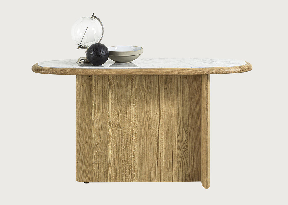 Suiseki Console Table Oak Carrara Marble