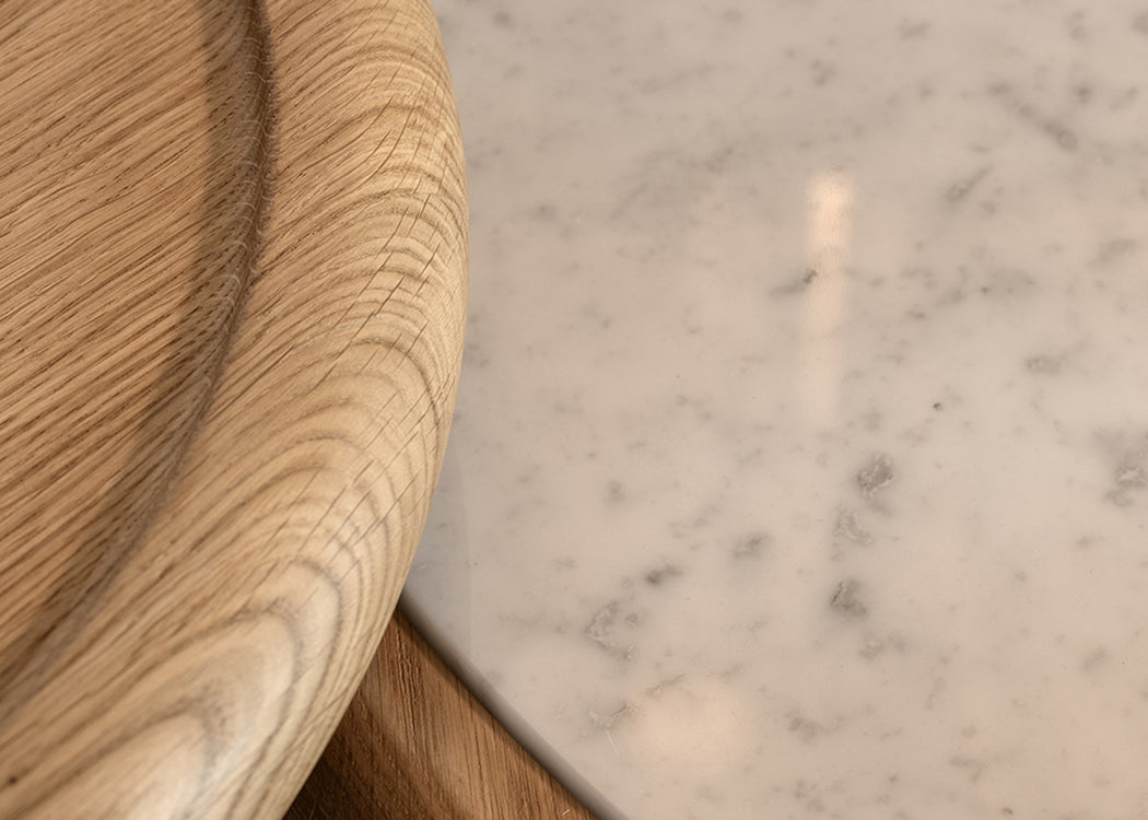 Suiseki Coffee Table Oak Carrara Marble