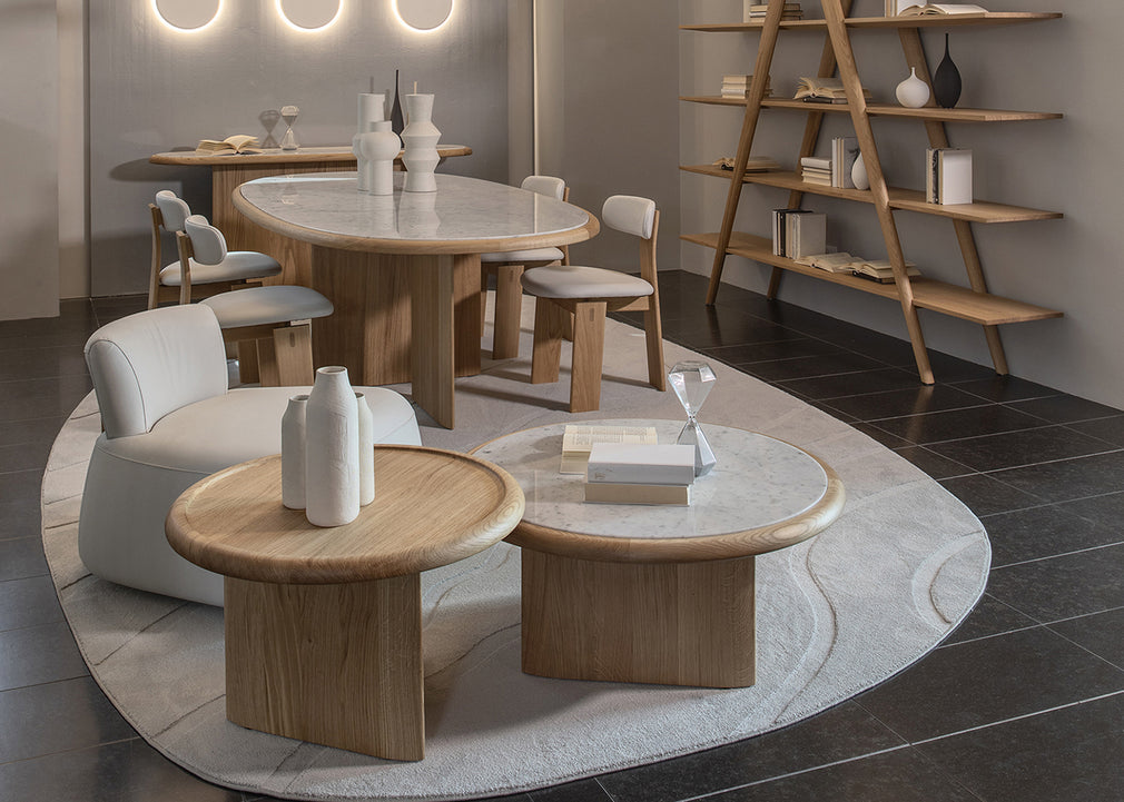 Suiseki Coffee Table Oak Carrara Marble