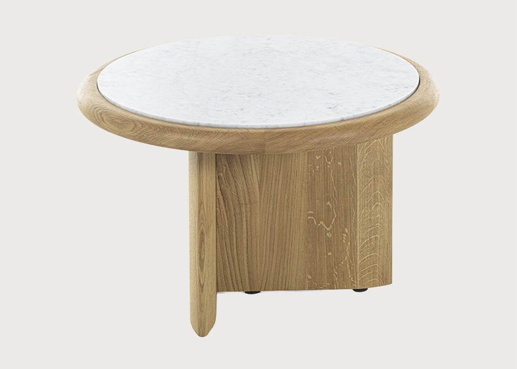 Suiseki Side Table Oak Carrara Marble