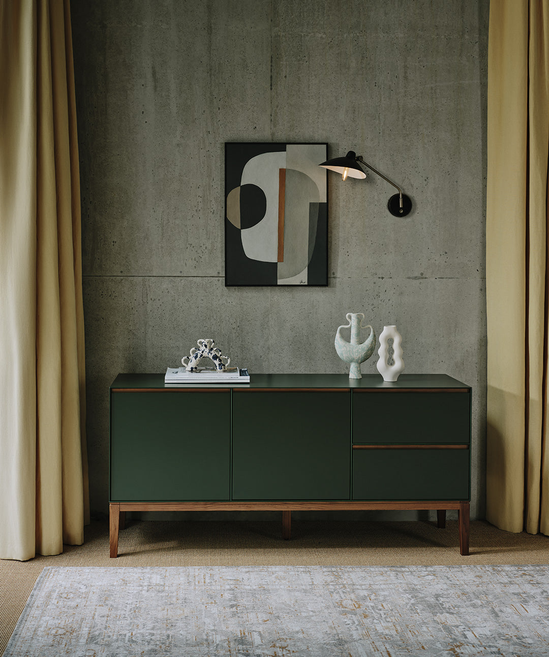 Lars sideboard green in living room setting