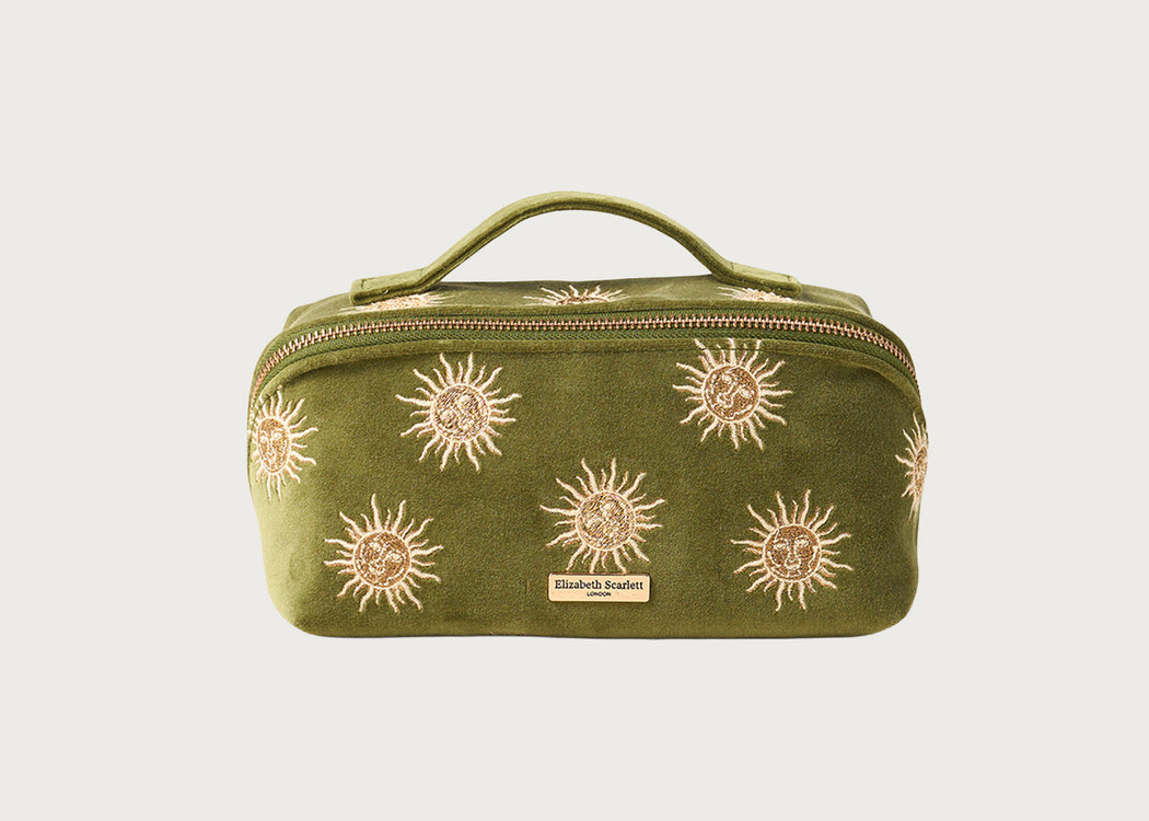 Sun Goddess Velvet Open Flat Makeup Bag Fern