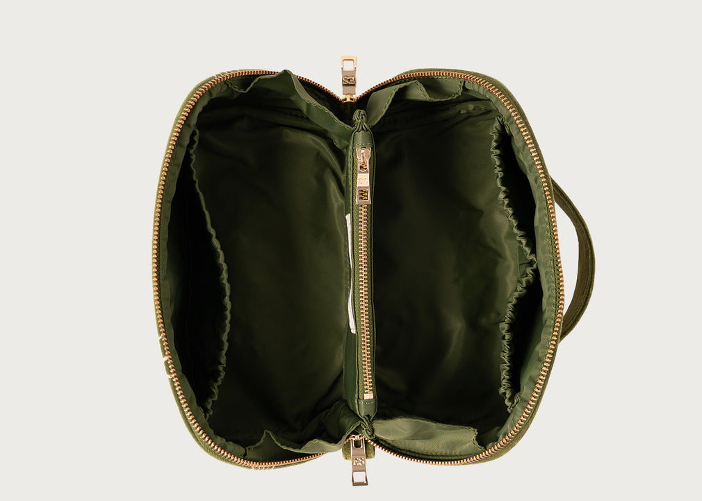 Sun Goddess Velvet Open Flat Makeup Bag Fern
