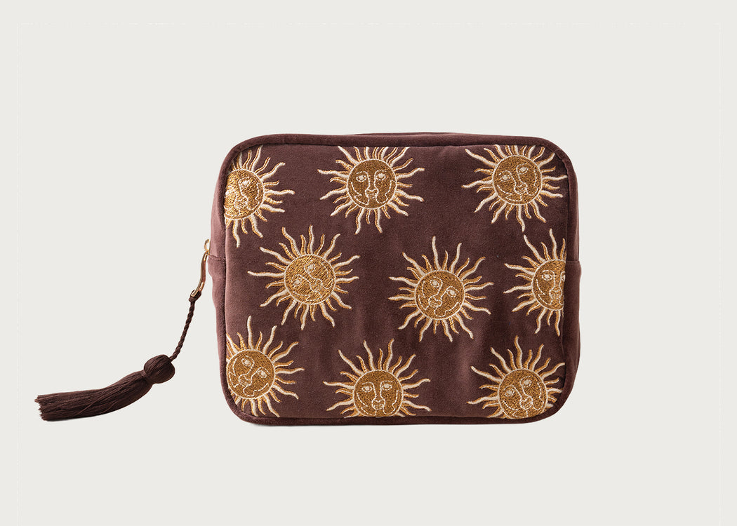 Sun Goddess Velvet Wash Bag Chocolate
