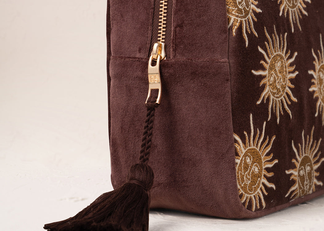 Sun Goddess Velvet Wash Bag Chocolate
