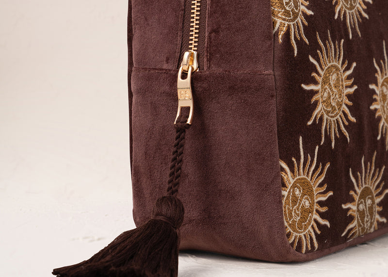 Sun Goddess Velvet Wash Bag Chocolate