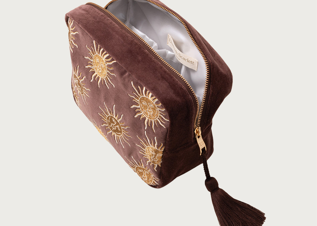 Sun Goddess Velvet Wash Bag Chocolate