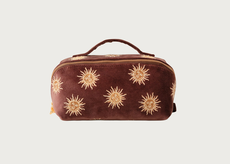 Sun Goddess Velvet Open Flat Makeup Bag Chocolate
