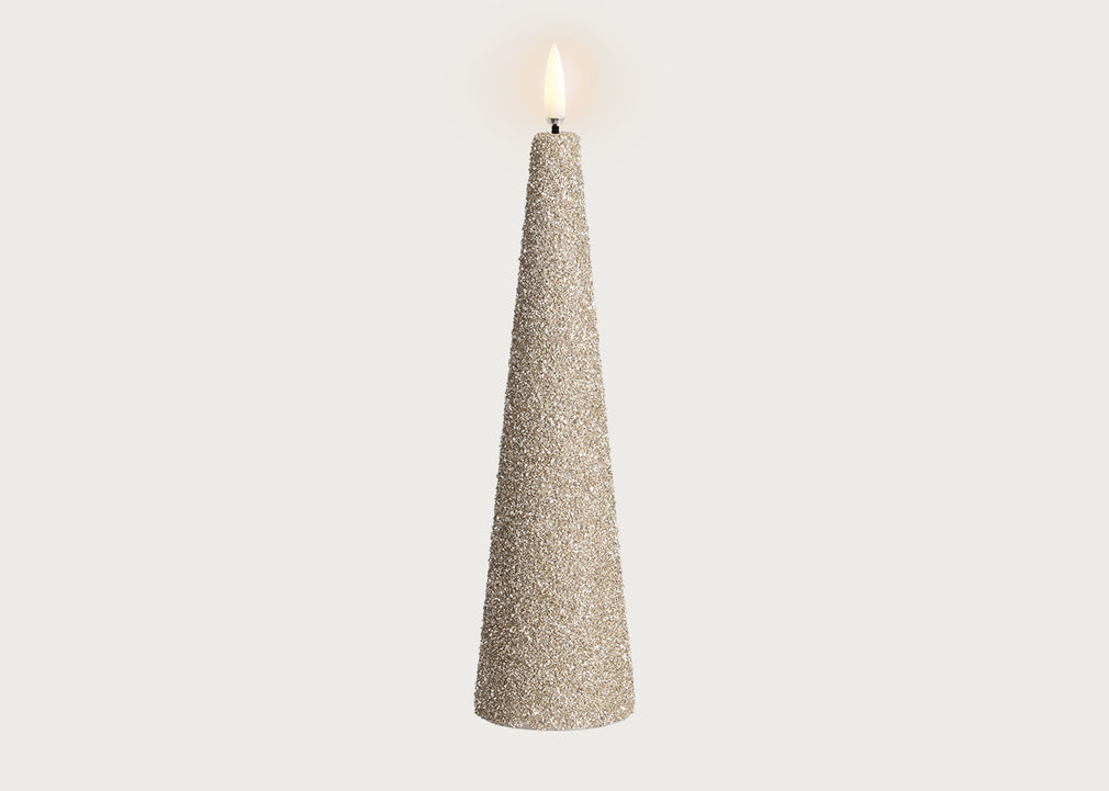 LED Cone Candle Champagne Glitter