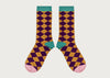 Womens Organic Cotton Socks Diamond Aubergine & Ginger (4-7)