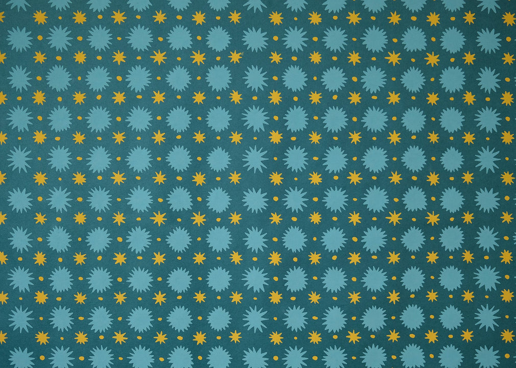 Teal Stars Wrapping Paper