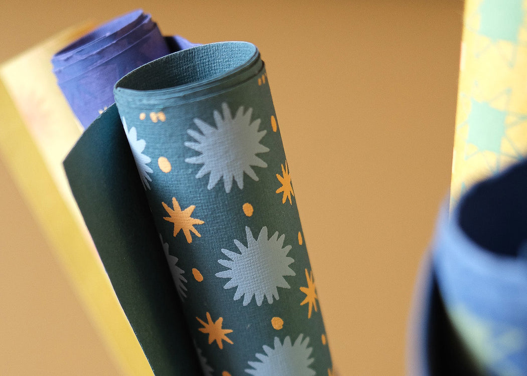 Teal Stars Wrapping Paper