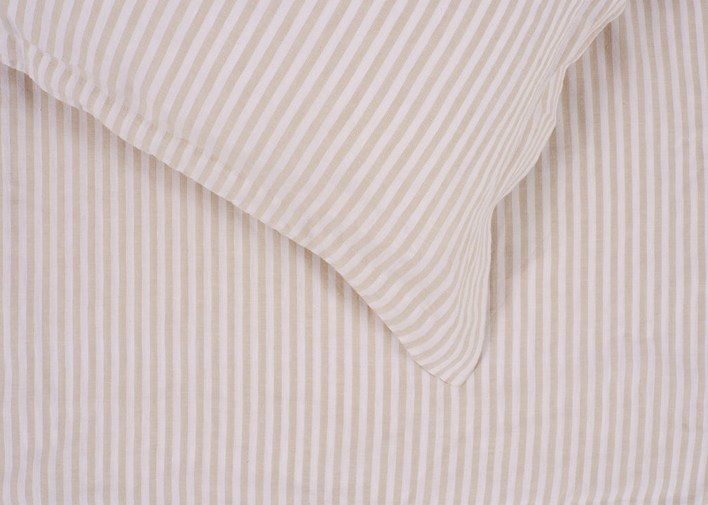 Washed Linen Blend Natural Stripe Duvet Cover