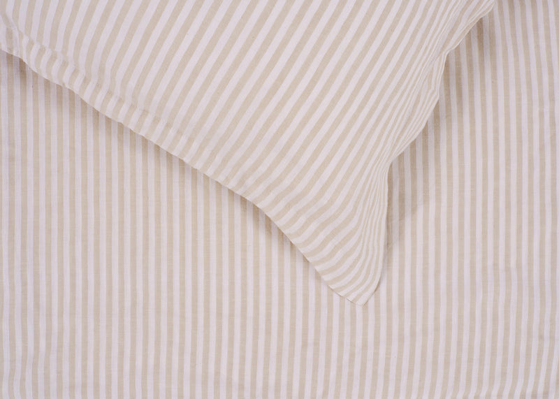 Washed Linen Blend Natural Stripe Oxford Pillowcase