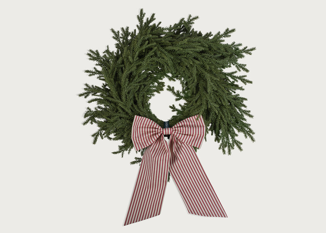 Wreath with Striped Bow
