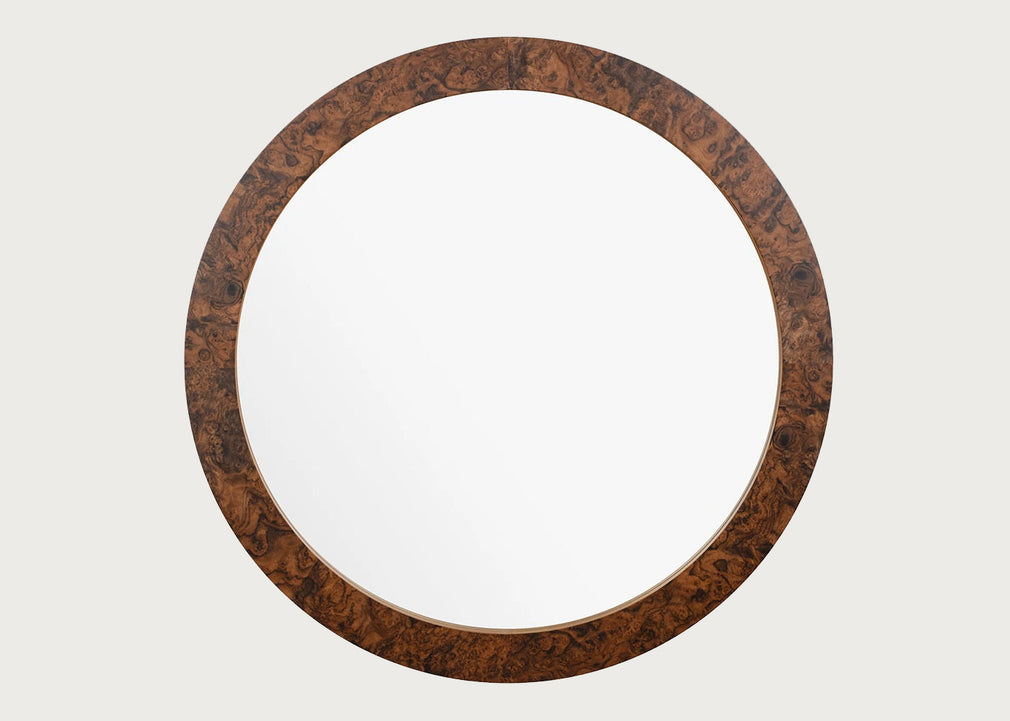 Burl Round Wall Mirror