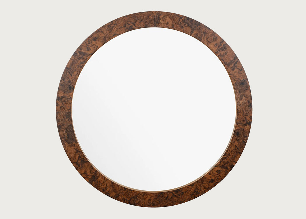Burl Round Wall Mirror
