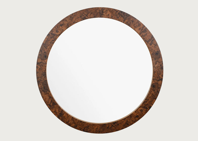 Burl Round Wall Mirror